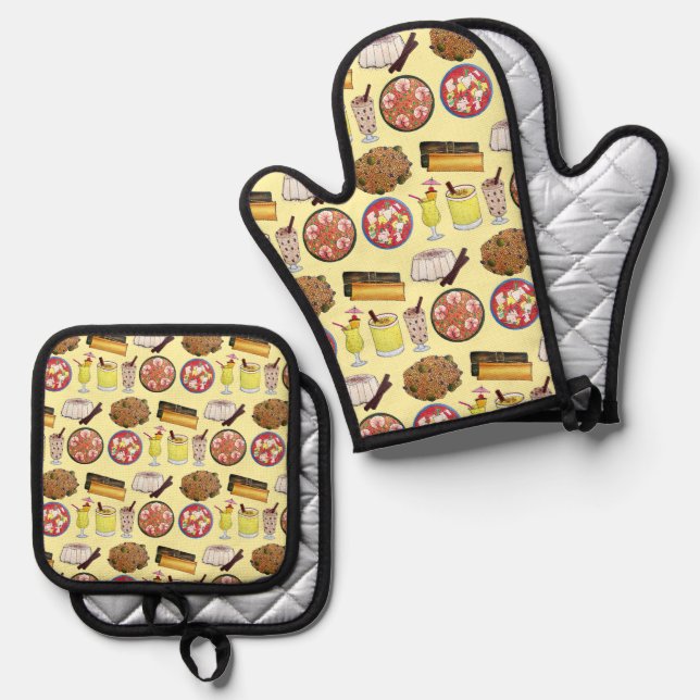 Puerto Rican Food Cuisine Love Puerto Rico Foodie Oven Mitt & Pot Holder Set (Front/Back)