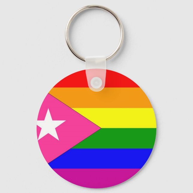 Puerto Rican Gay Pride Flag Key Ring (Front)
