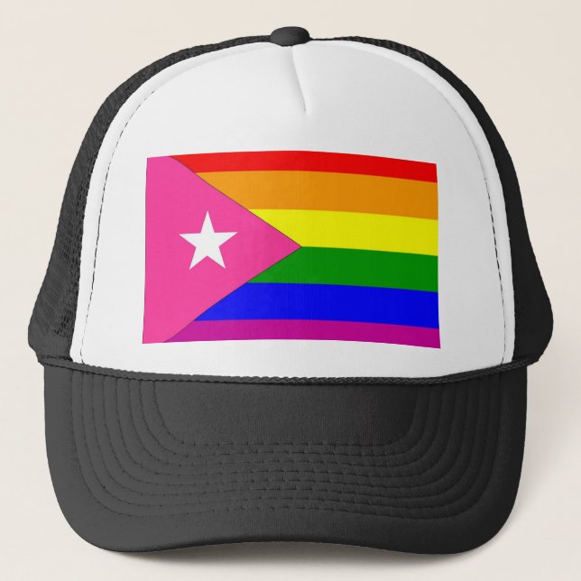 Puerto Rican Gay Pride Flag Trucker Hat (Front)