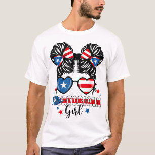 Puerto Rican Girl Messy Bun Boricua Puerto Rico T-Shirt
