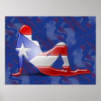 Puerto Rican Girl Silhouette Flag