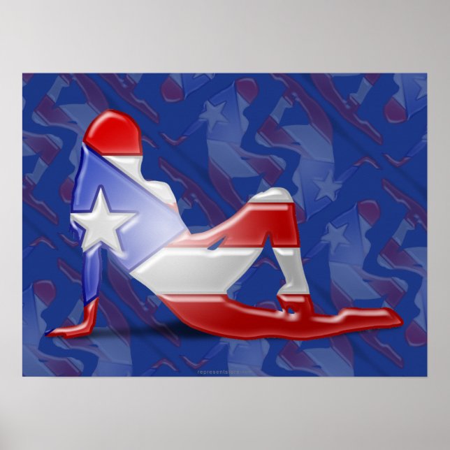 Puerto Rican Girl Silhouette Flag Poster (Front)