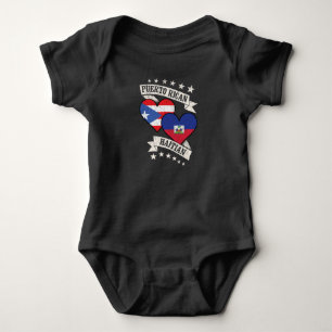 Puerto Rican Haitian Heart Flags Puerto Rico Haiti Baby Bodysuit