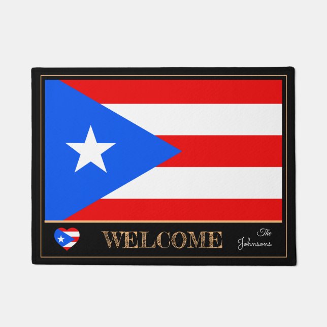 Puerto Rican house mat, Flag sports / Welcome Doormat (Front)