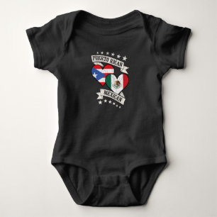 Puerto Rican Mexican Heart Flags Puerto Rico Mexic Baby Bodysuit