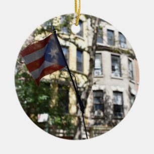 Puerto Rican Pride New York City Brownstones Photo Ceramic Tree Decoration
