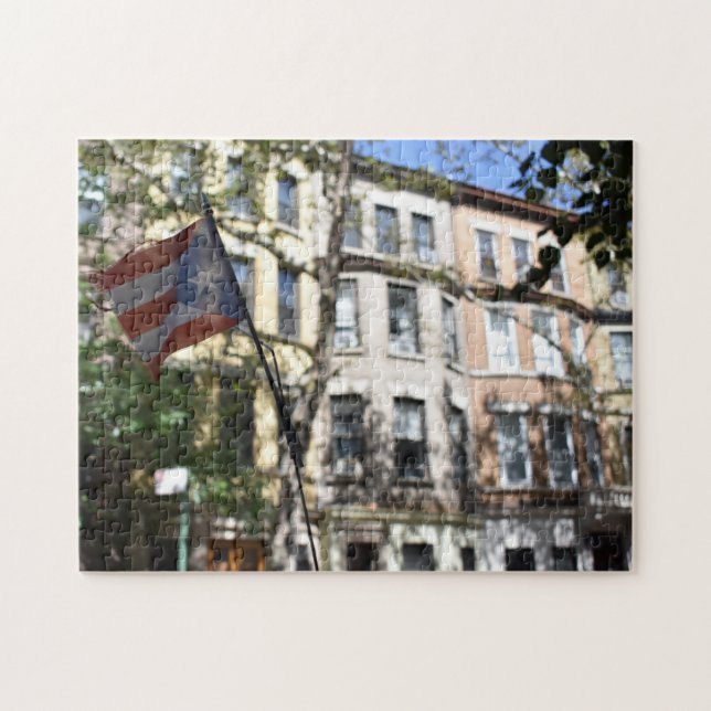 Puerto Rican Pride New York City Brownstones Photo Jigsaw Puzzle (Horizontal)