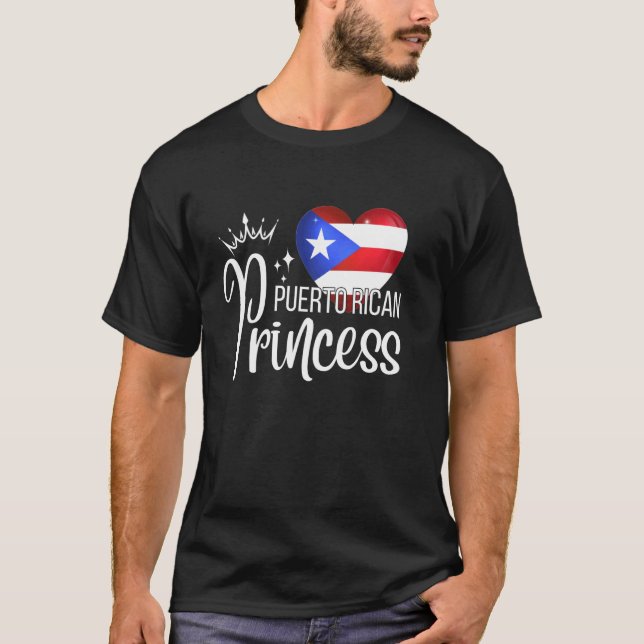 Puerto Rican Princess Boricua Heart T-Shirt (Front)