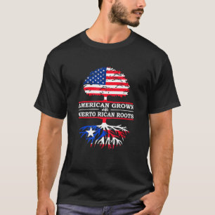 Puerto Rican Roots American Grown Flag T-Shirt