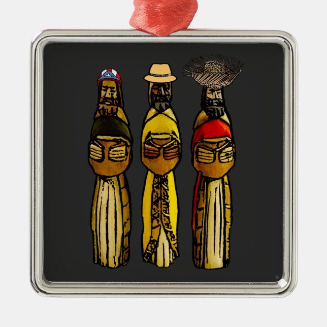 Puerto Rican Three Wise Men Metal Tree Decoration (Front)