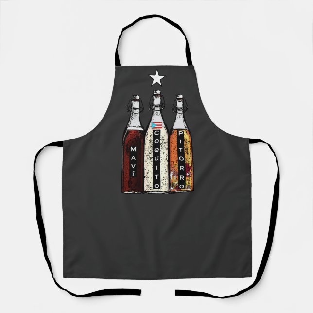 Puerto Rican Traditional Drinks 100% Boricua  Apron (Front)