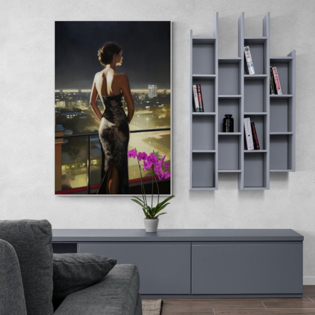 Puerto Rican Woman on Miami Rooftop Deck Painting Poster (Creator Uploaded)