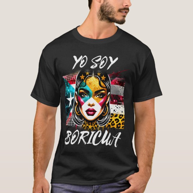 Puerto Rican Woman Yo Soy Boricua Puerto Rico Flag T-Shirt (Front)