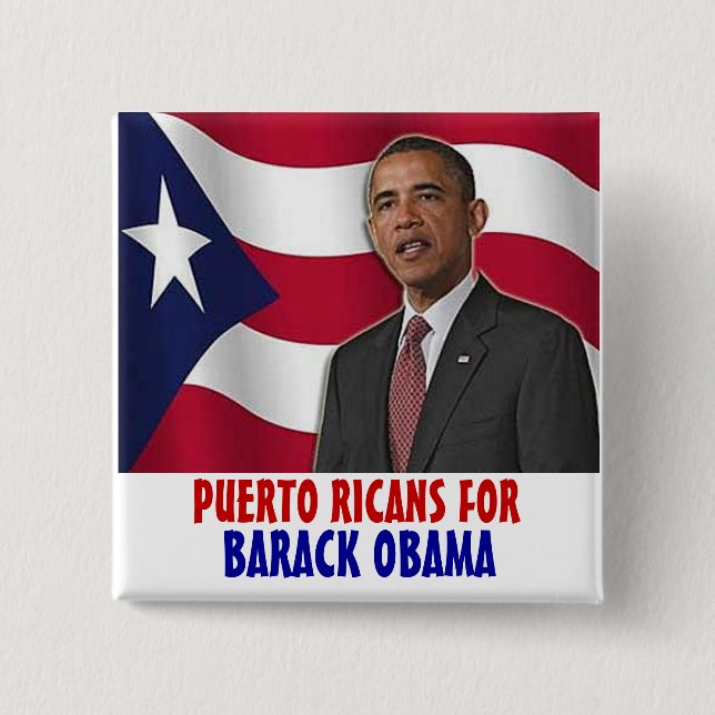Puerto Ricans for Barack Obama 15 Cm Square Badge (Front)