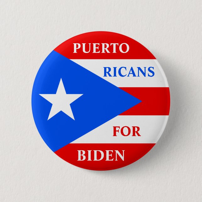 Puerto Ricans For Biden 6 Cm Round Badge (Front)