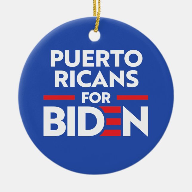 PUERTO RICANS FOR JOE BIDEN CERAMIC TREE DECORATION (Front)