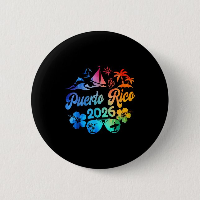Puerto Rico 2026 Vacation Beach Tie Dye Trip Summe 6 Cm Round Badge (Front)