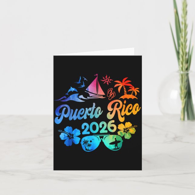 Puerto Rico 2026 Vacation Beach Tie Dye Trip Summe Card (Front)