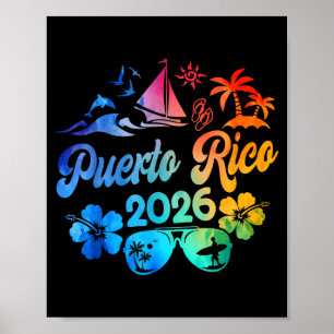 Puerto Rico 2026 Vacation Beach Tie Dye Trip Summe Poster