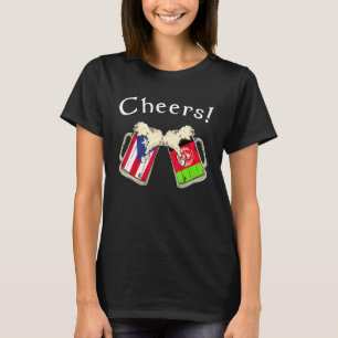 Puerto Rico Afghanistan Flag Cheers Beer Grown Pat T-Shirt