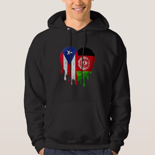 Puerto Rico Afghanistan Flag Heart Grown Patriot C Hoodie (Front)