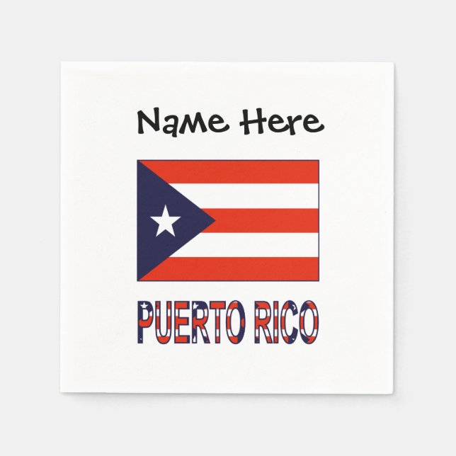 Puerto Rico and Puerto Rican Flag Personalised  Napkin (Front)