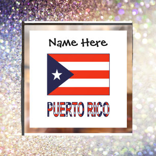 Puerto Rico and Puerto Rican Flag Personalised Window Cling