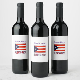 Puerto Rico and Puerto Rican Flag Personalised  Wine Label