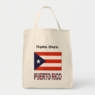 Puerto Rico and Puerto Rican Flag Personalized  Tote Bag
