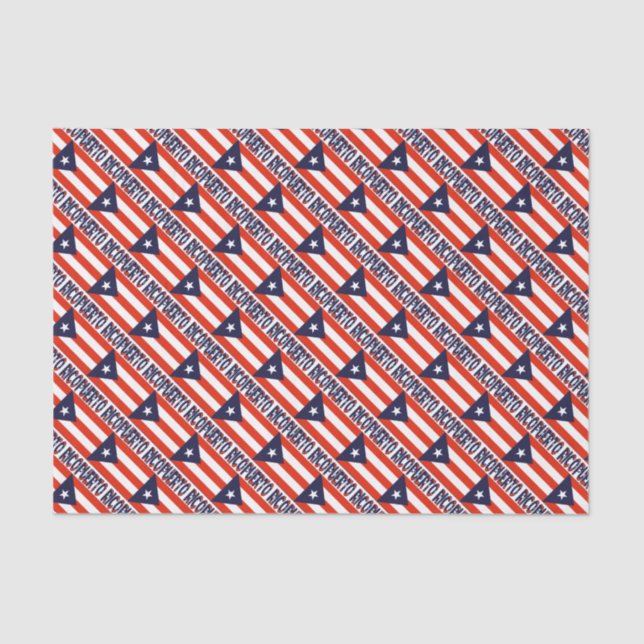 Puerto Rico and Puerto Rican Flag Tiled Tissue Paper (Front)