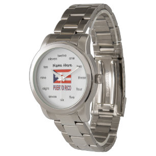 Puerto Rico and Puerto Rican Flag with Your Name Watch