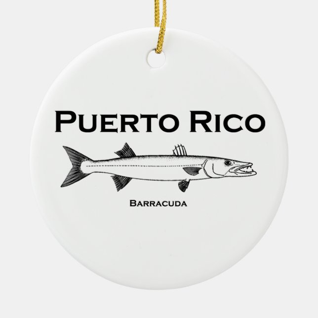 Puerto Rico Barracuda Ceramic Tree Decoration (Front)