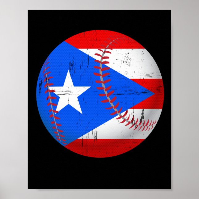 Puerto Rico Baseball Flag T-Shirt Poster (Front)