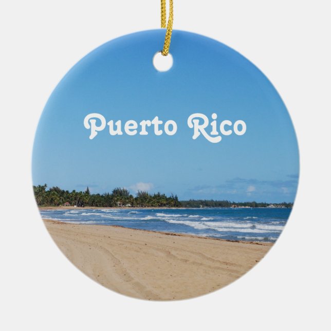 Puerto Rico Beach Ceramic Tree Decoration (Front)