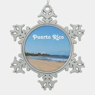 Puerto Rico Beach Snowflake Pewter Christmas Ornament