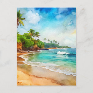 Puerto Rico Beach Watercolor Postcard