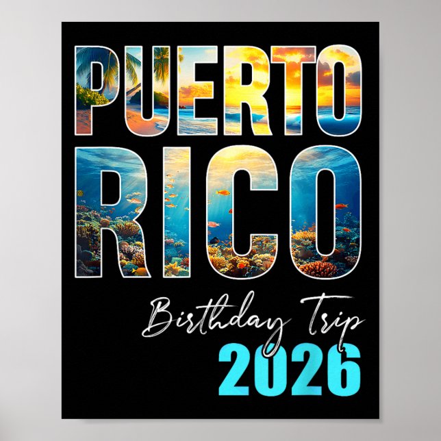 Puerto Rico Birthday Trip 2026 Vacation Party Crew Poster (Front)