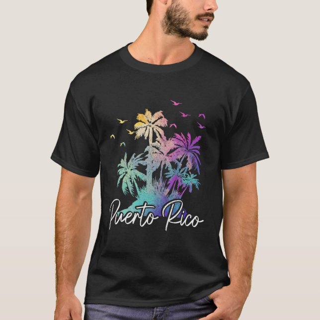 Puerto Rico Boricua Beach Palm Trees Puerto Rican T-Shirt (Front)