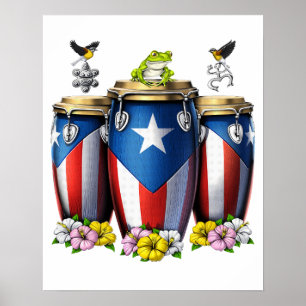 Puerto Rico Boricua Drums Poster