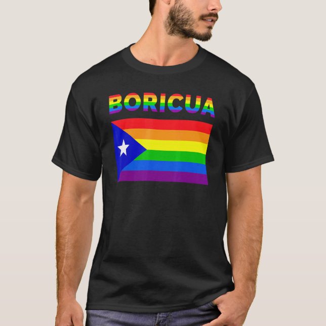 Puerto Rico Boricua Gay Pride Lgbt Rainbow T-Shirt (Front)
