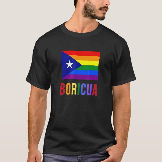Puerto Rico Boricua Gay Pride Lgbt Rainbow Wepa T-Shirt (Front)