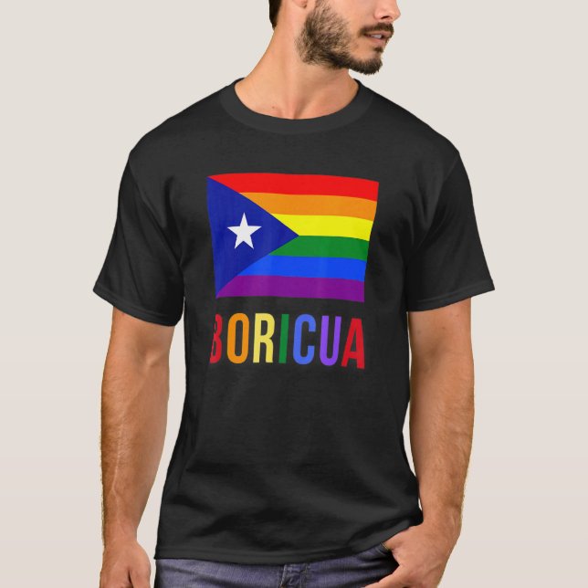 Puerto Rico Boricua Gay Pride Lgbt Rainbow Wepa T-Shirt (Front)