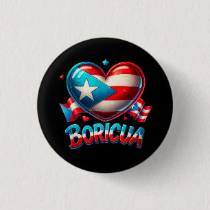 Puerto Rico Boricua Love Heart Flag 3 Cm Round Badge