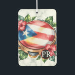 Puerto Rico Boricua Musician  Car Air Freshener<br><div class="desc">Air Freshener for car with custom name Puerto Rican flag and florals</div>