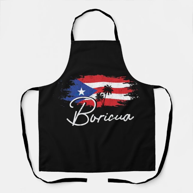 Puerto Rico Boricua Puerto Rican Flag Pride Apron (Front)