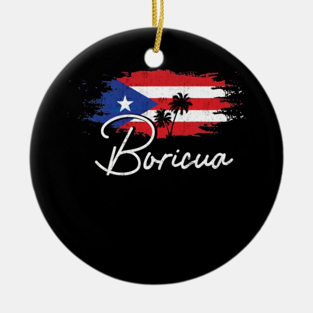 Puerto Rico Boricua Puerto Rican Flag Pride Ceramic Tree Decoration (Front)