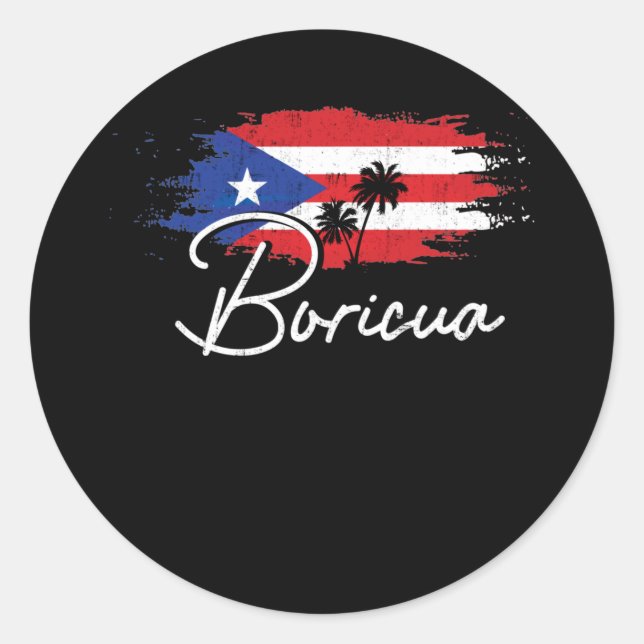 Puerto Rico Boricua Puerto Rican Flag Pride Classic Round Sticker (Front)