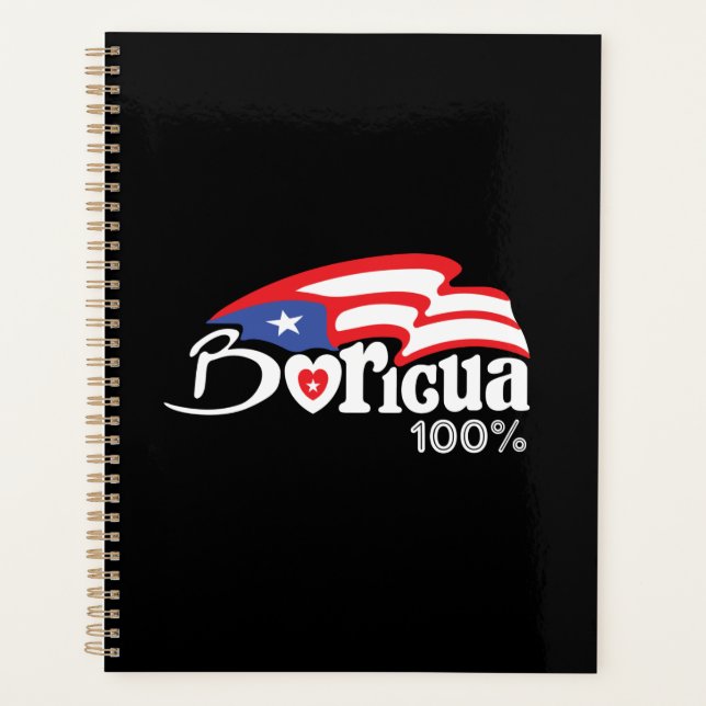 Puerto Rico Boricua T Shirt Planner (Front)
