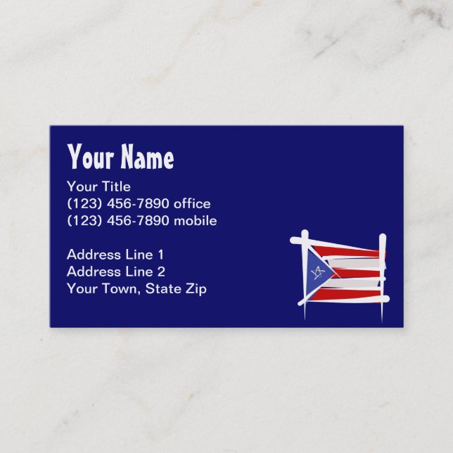 Puerto Rico Brush Flag Business Card (Front)