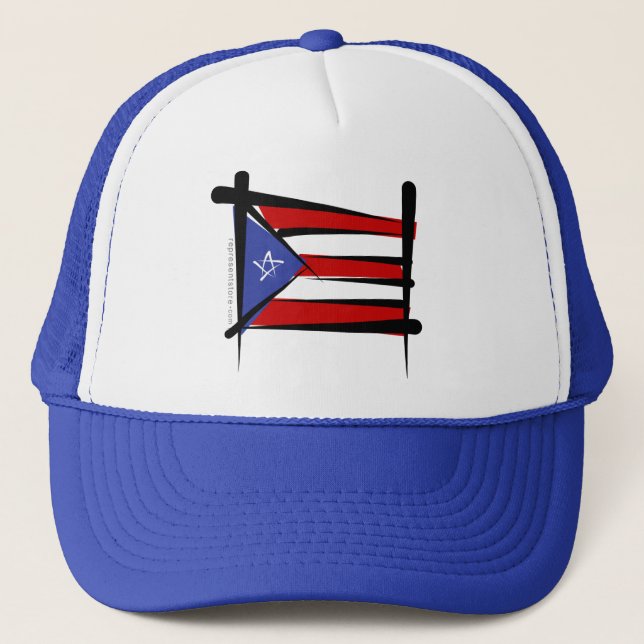 Puerto Rico Brush Flag Trucker Hat (Front)